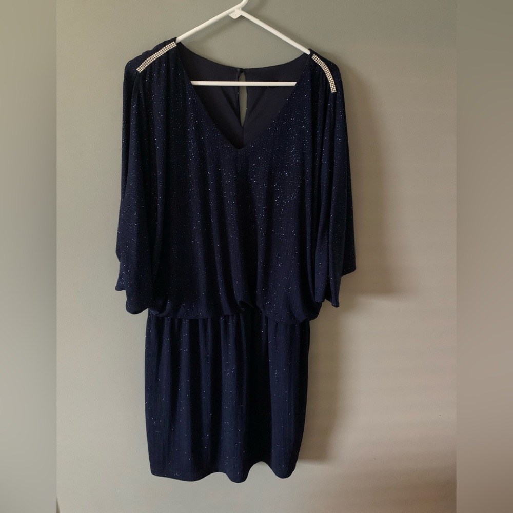MSK Navy Sequined Formal Dress